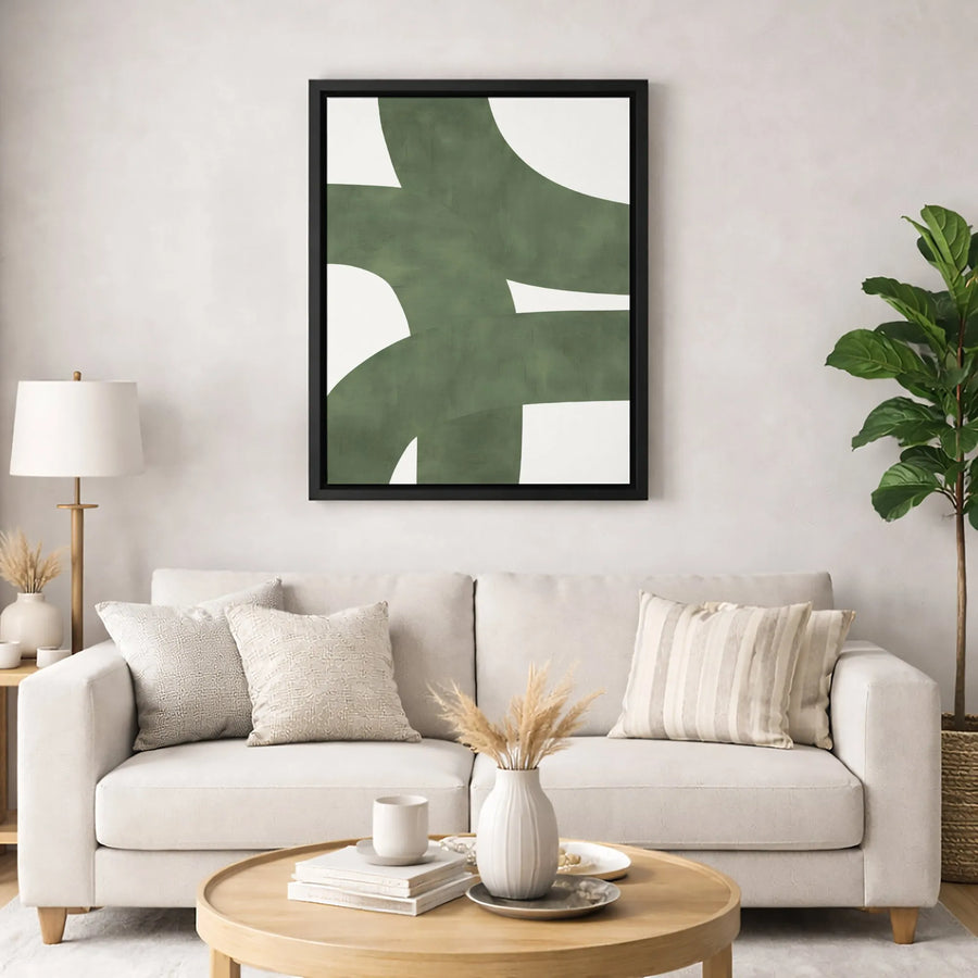 Abstract Green Canvas Wall Art | Minimalist Geometric Shapes Print | Premium 1.25-Inch Gallery Wrap | Modern Home Decor for Living Room