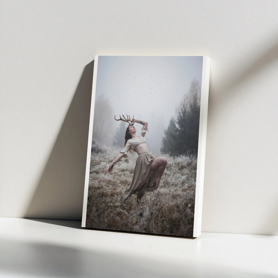 Mythic Stag Goddess Canvas Wall Art | Ethereal Forest Nymph Photography | Premium Gallery Wrap Canvas | Wiccan & Pagan Home Decor Collector's Gift