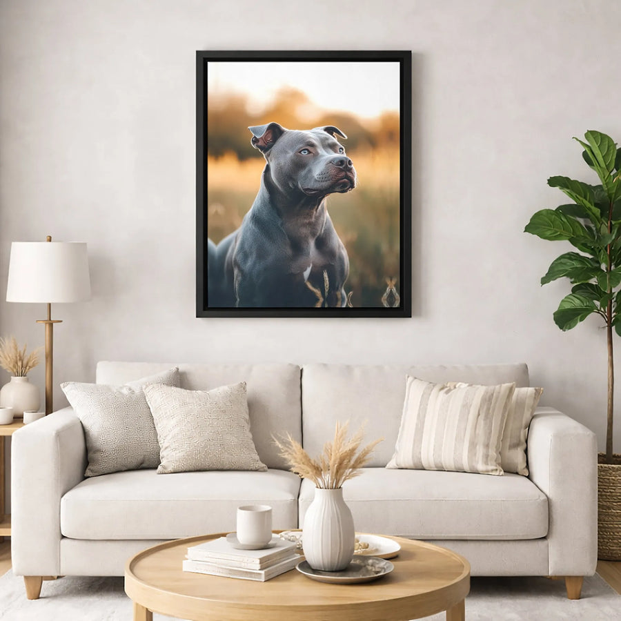 Blue Nose Pitbull Canvas Wall Art | Majestic Portrait with Blue Eyes | Gallery Quality 1.25 Inch Wrap | Premium Dog Lover Gift Home Decor