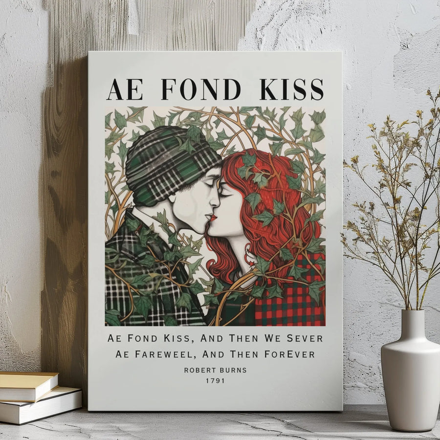 Robert Burns Poem Canvas | Ae Fond Kiss Literary Wall Art | Premium Gallery Wrap Print | Romantic Poetry Gift for Literature Lovers