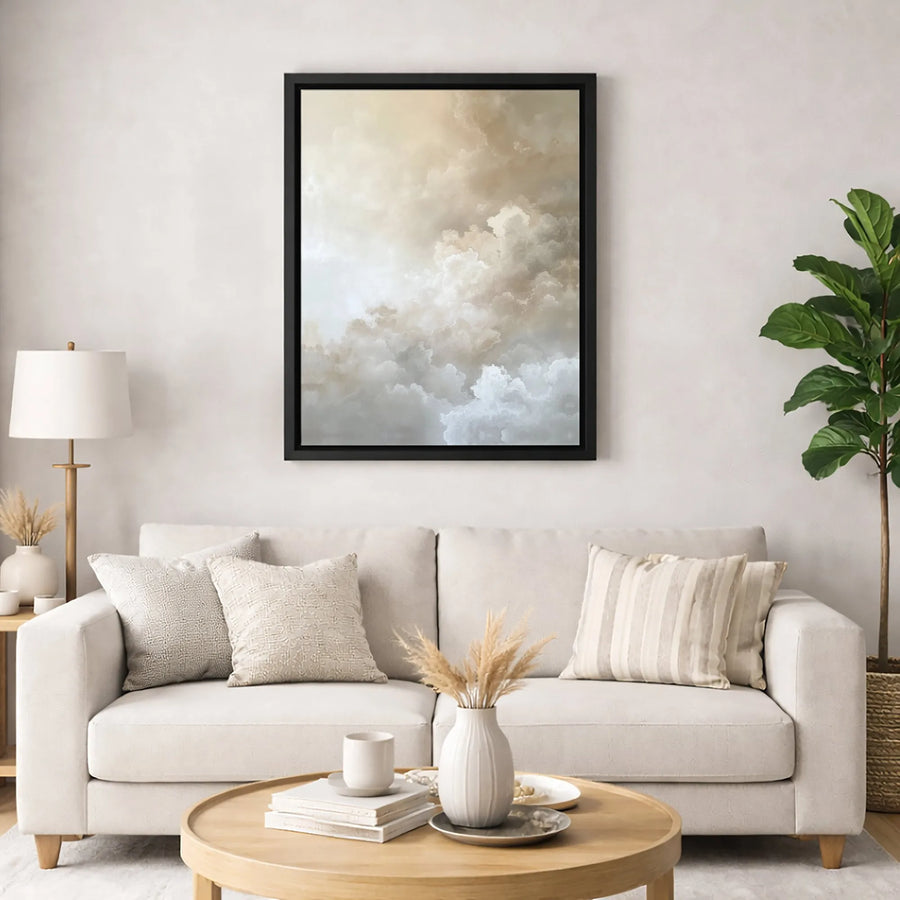 Ethereal Cloudscape Wall Art | Abstract Neutral Sky Canvas Print | Gallery-Quality 1.25-Inch Profile | Modern Home & Office Decor