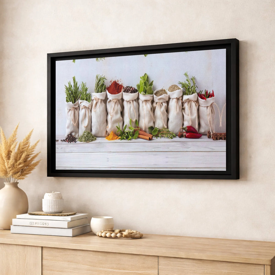 Herb and Spice Kitchen Wall Art | Rustic Farmhouse Food Canvas Print | 1.25-Inch Premium Gallery Wrap | Perfect Gift for Home Cooks and Chefs