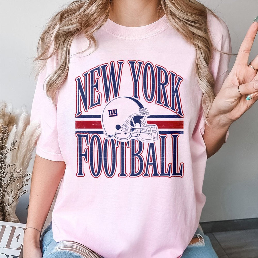 New York Football With New York Giants Ny Logo Helmet T-Shirt