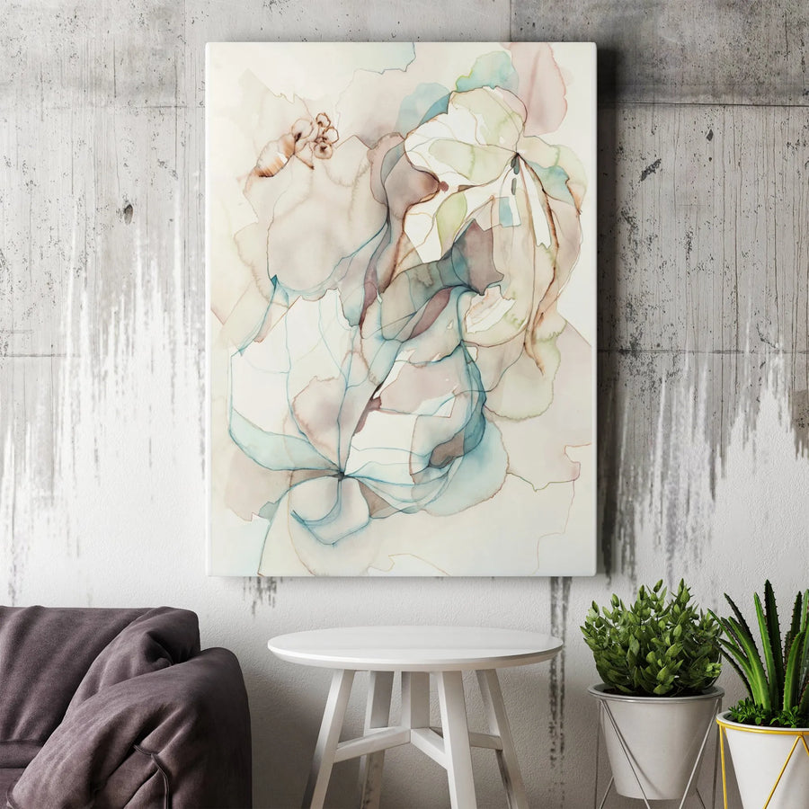 Abstract Floral Vertical Canvas | Modern Watercolor Botanical Wall Art | Premium Frameless Print | Gift for Minimalist Home Decor