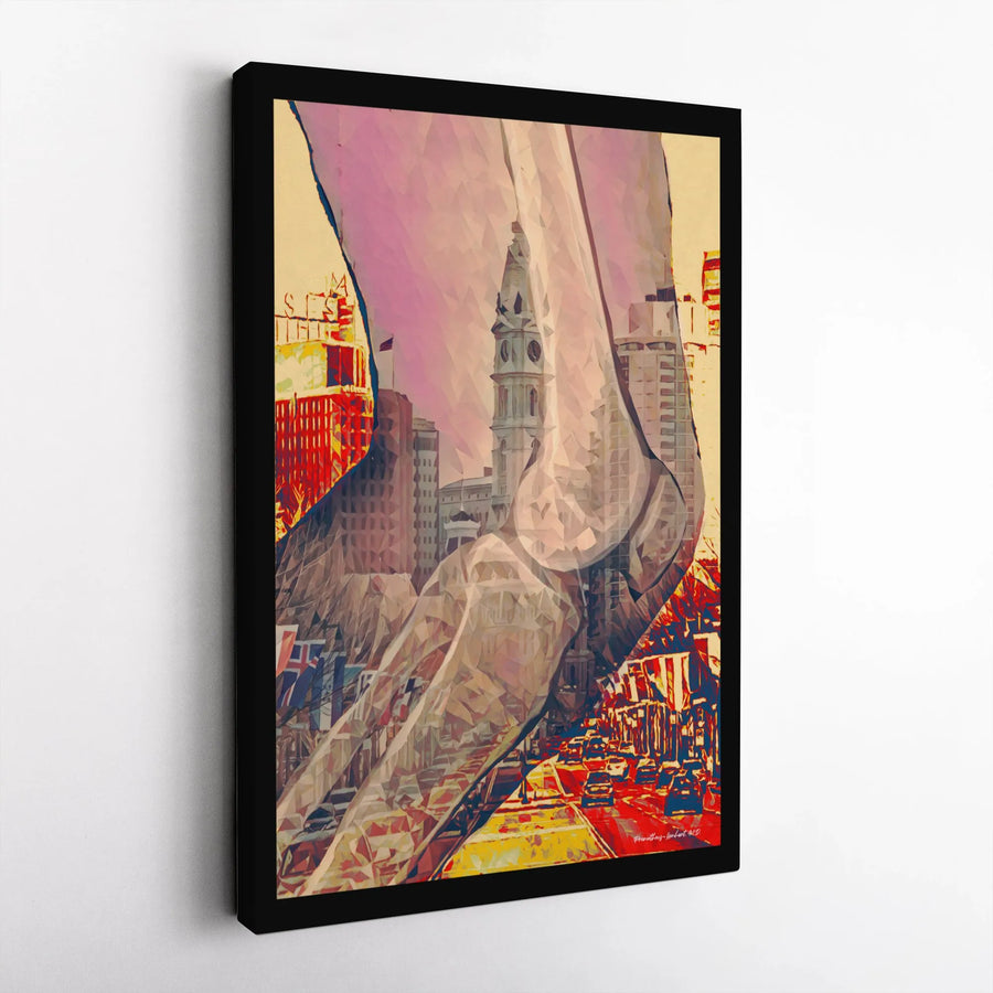 Philadelphia Cityscape Anatomy Wall Art | Abstract Knee Joint Canvas Print | Gallery Quality 1.25-inch Profile | Medical Office Decor Gift