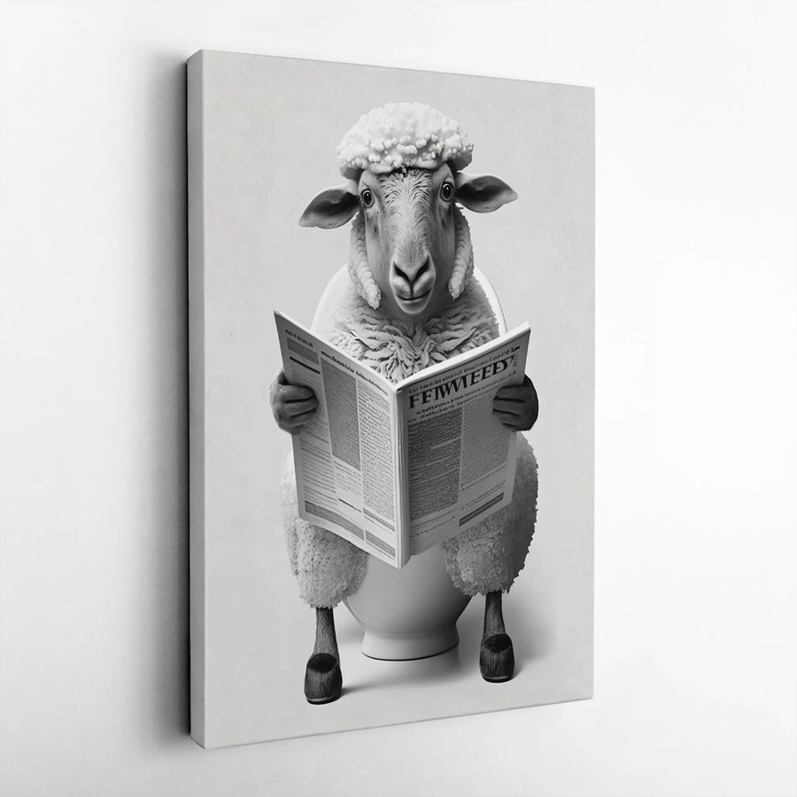 Funny Sheep on Toilet Wall Art | Whimsical Bathroom Decor Print | Premium 1.25" Gallery Canvas | Unique Restroom Gift for Animal Lovers