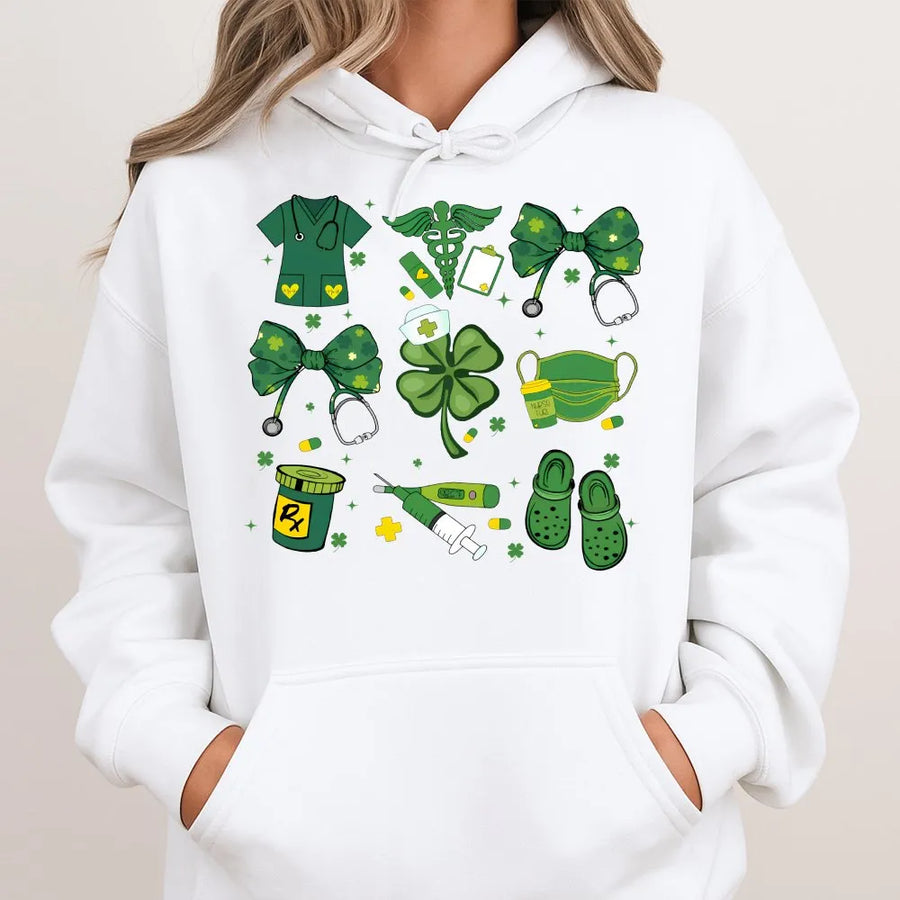 Lucky Nurse Hoodie | St Patrick's Day Medical Graphic | Premium Cotton Blend | Gift for Nurses and Nursing Students