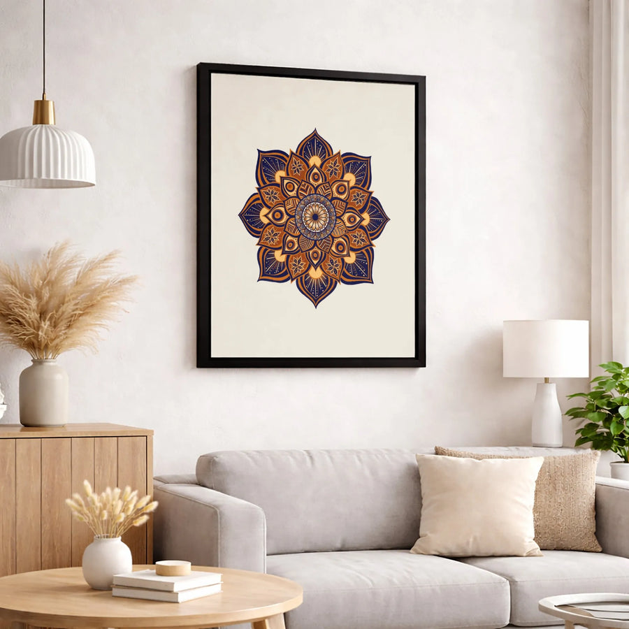 Mandala Wall Art Canvas | Geometric Boho Floral Design | Premium Gallery-Wrapped Print | Spiritual Home Decor Gift