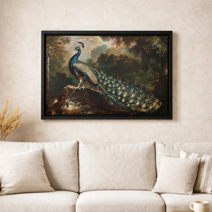 Vintage Peacock Wall Art | Majestic Forest Landscape Canvas Print | Premium Gallery-Wrapped Decor | Elegant Home and Office Gift