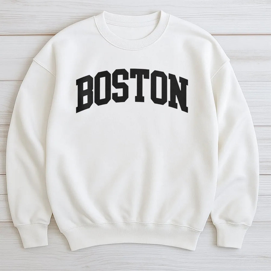Boston Varsity Sweatshirt | Retro Collegiate Lettering | Premium Cotton Blend | Unisex Crewneck Gift for Massachusetts Lovers