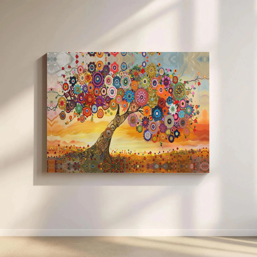 Tree of Life Canvas Wall Art | Colorful Abstract Mandala Tree Print | Premium Thick Gallery Wrap | Boho Living Room Decor Gift