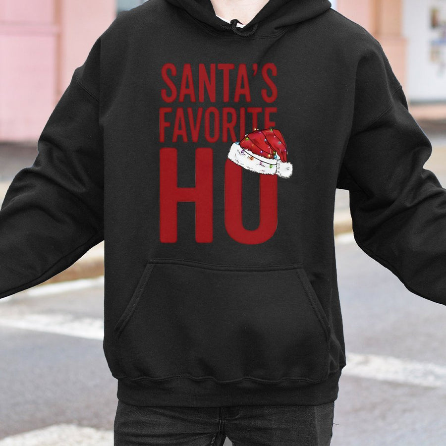 Santas Favorite Ho Hoodie | Funny Christmas Party Sweatshirt | Premium Cotton Blend | Naughty Holiday Gift for Women