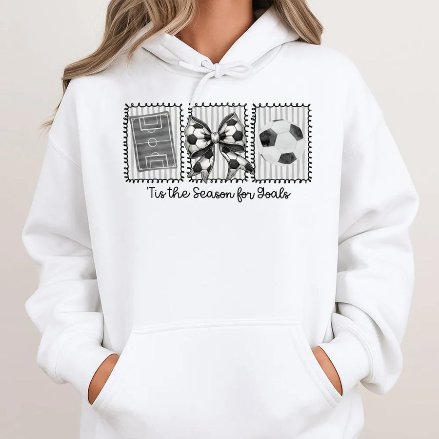 Soccer Mom Hoodie | Tis The Season For Goals Aesthetic Design | Soft Cotton Blend Comfort | Gift For Soccer Players And Sports Fans