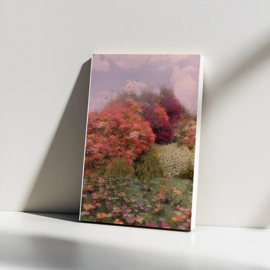Secret Garden Canvas Wall Art | Dreamy Lily Pond & Butterfly Print | Gallery Quality 1.25" Thick Canvas | Romantic Home Decor Gift