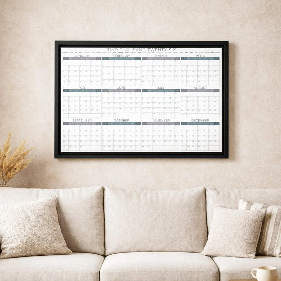 2026 Yearly Calendar Canvas Print | Minimalist Annual Planner Wall Art | 1.25" Gallery Wrap Premium Canvas | Modern Office Home Decor Gift