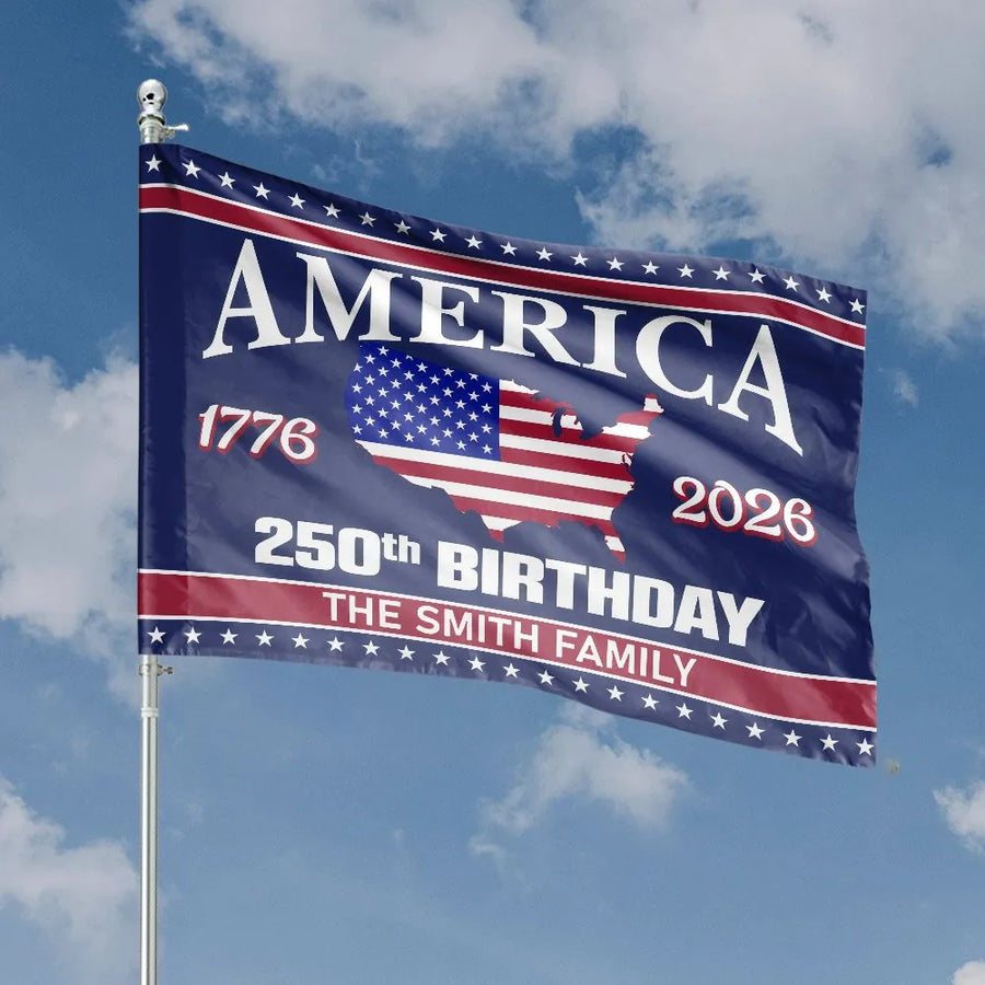 America 250th Birthday House Flag | Commemorative 1776-2026 US Map Design | Double Sided Polyester | Patriotic Yard Decor Gift