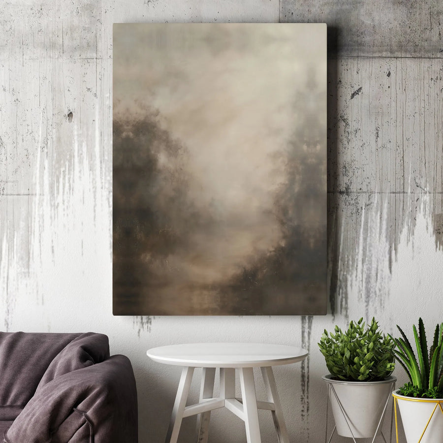 Abstract Moody Canvas Wall Art | Earthy Neutral Tones Painting | Premium 1.25 Inch Gallery Wrap | Modern Home Office Decor Gift
