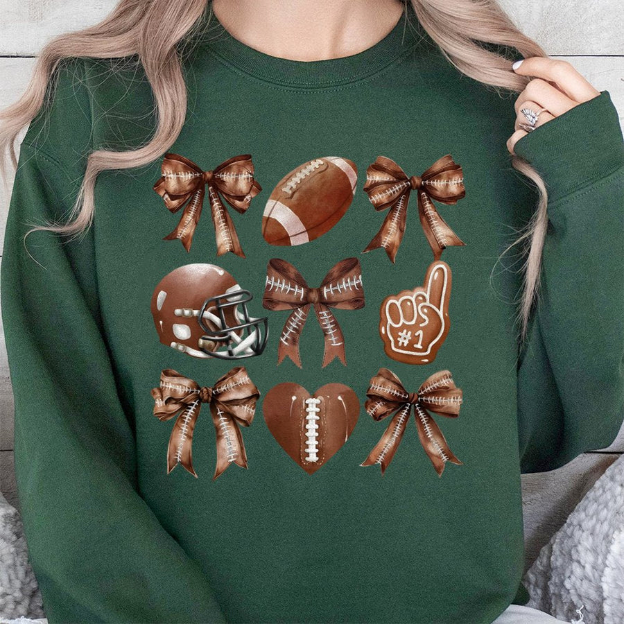 Coquette Football Bow Sweatshirt | Aesthetic Sports Graphic Tee | Cotton-Blend Premium Crewneck | Trendy Fall Gameday Gift for Her
