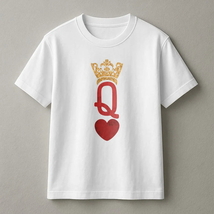 Queen of Hearts T-Shirt | Playing Card Symbol Graphic Tee | Premium Cotton Soft Crew Neck | Valentine's Day Gift for Her Birthday Outfit