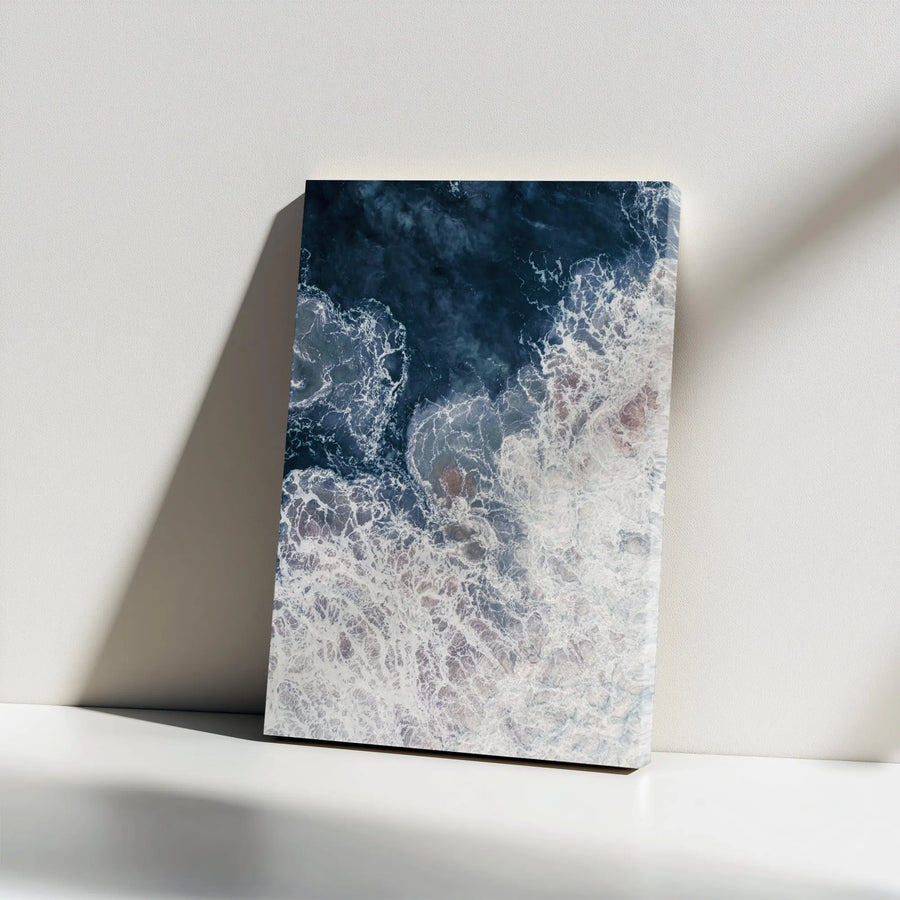 Abstract Ocean Waves Vertical Canvas | Aerial Seascape Wall Art | Premium High-Resolution Print | Modern Coastal Home Decor Gift