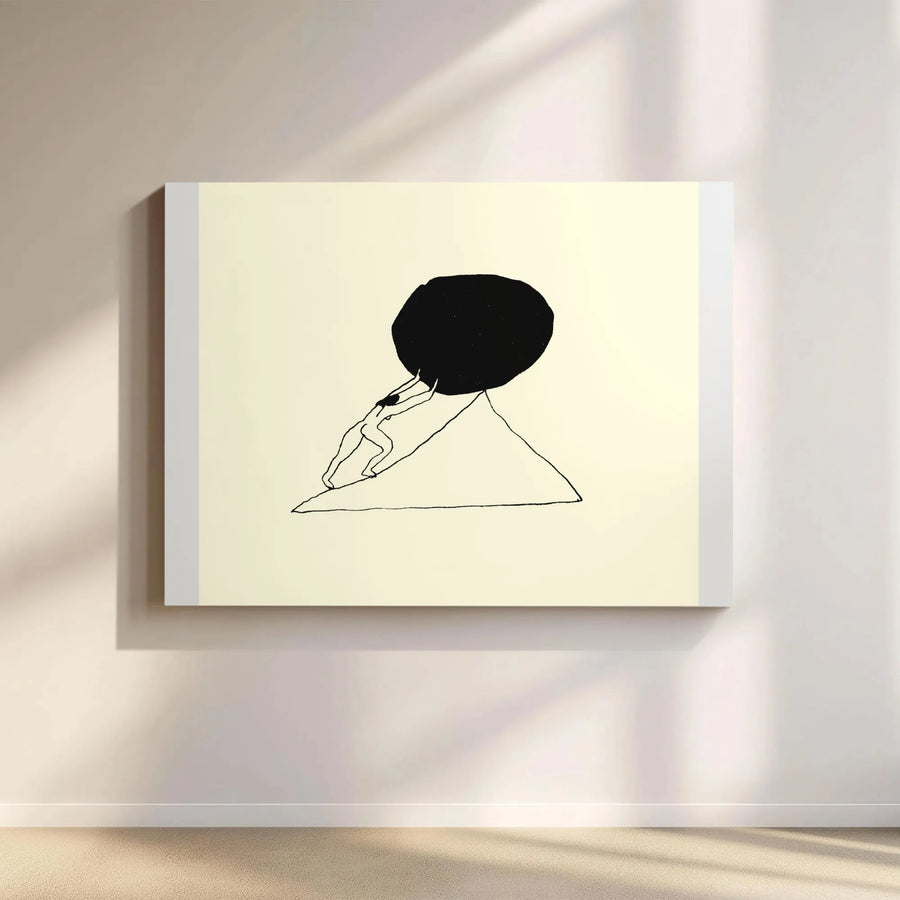 Sisyphus Canvas Wall Art | Minimalist Greek Mythology Sketch | Premium Thick Profile Canvas | Modern Home & Office Decor Gift