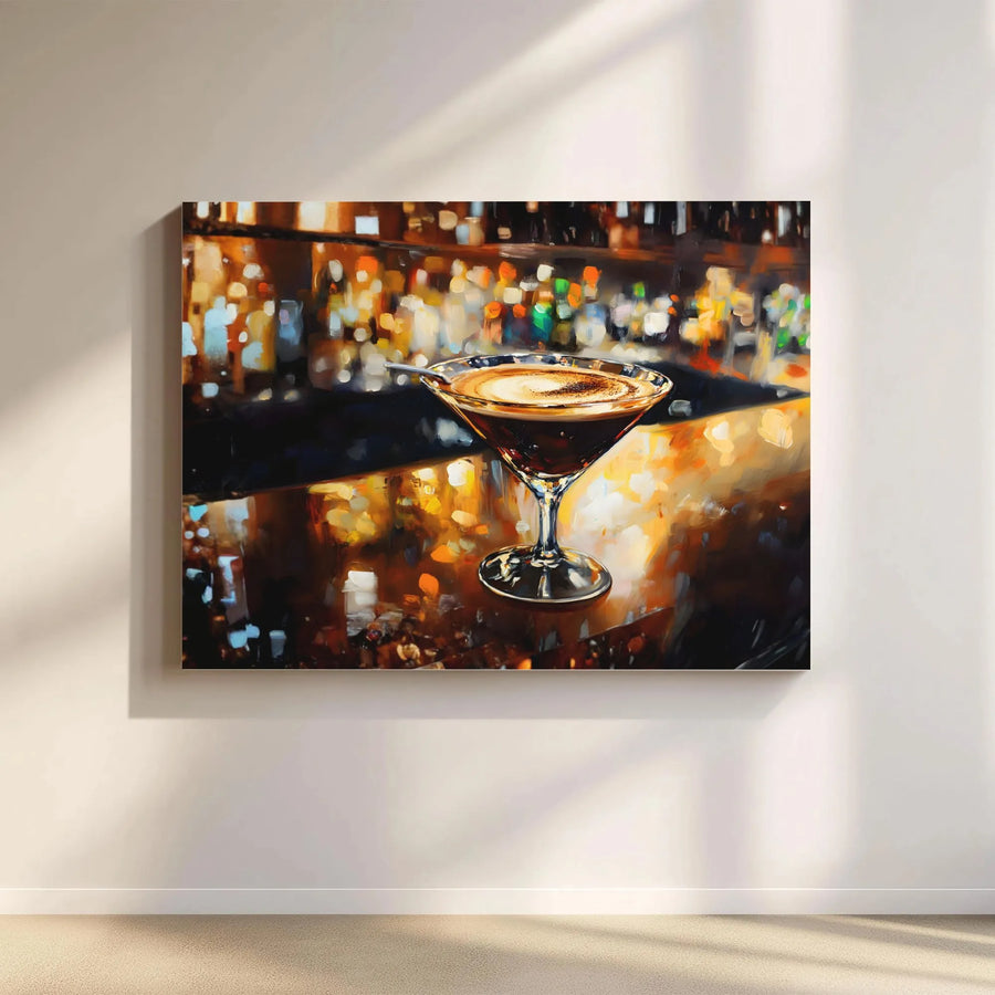 Espresso Martini Canvas Print | Impressionist Bar Wall Art | Premium Fade-Resistant Gallery Wrap | Sophisticated Home Decor Gift