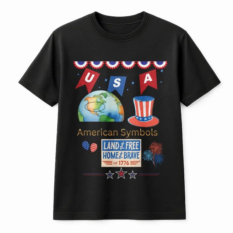 Patriotic USA Graphic T-Shirt | Land Of The Free Home Of The Brave Design | Premium Soft Cotton | Independence Day Gift For Americans