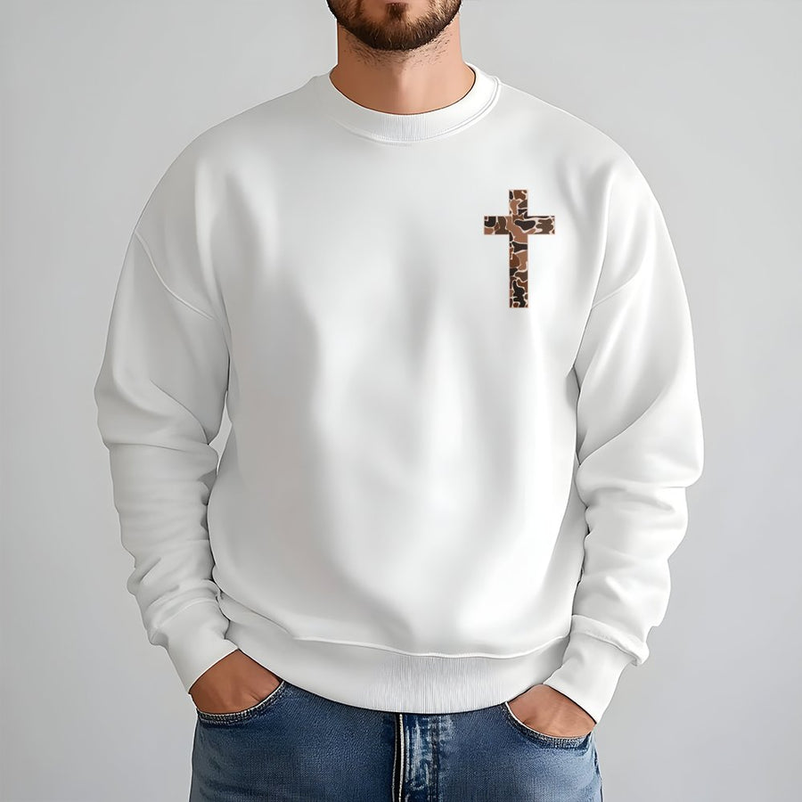 Camo Cross Sweatshirt | Faith Based Christian Apparel | Premium Soft Cotton Blend | Religious Gift for Men and Women