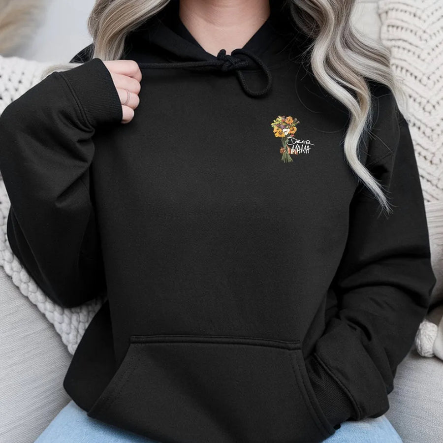 Dear Mama Hoodie | Wildflower Bouquet Chest Print | Cozy Unisex Crewneck | Mother's Day Gift for Mom