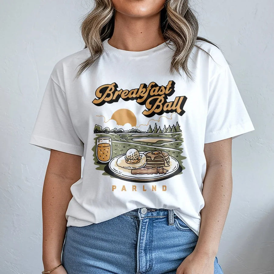 Breakfast Ball Golf T-Shirt | Retro Funny Brunch Graphic Design | Premium 100% Cotton Tee | Gift for Golfers and Breakfast Lovers