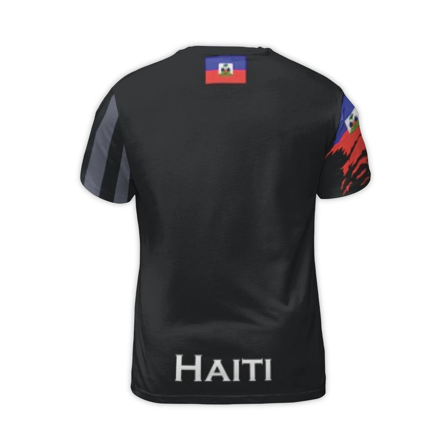 Haiti Flag T-Shirt | Ripped American Flag 3D Graphic | Premium Polyester Blend | Patriotic Gift for Haitian Americans