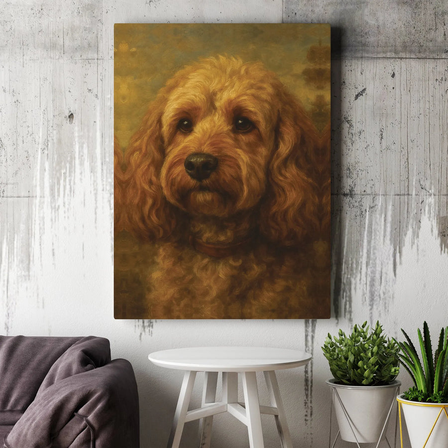 Cockapoo Painting Canvas Art | Classic Oil Painting Style Vintage Portrait | Premium Gallery Wrapped Canvas | Gift for Cockapoo Owner & Dog Lovers