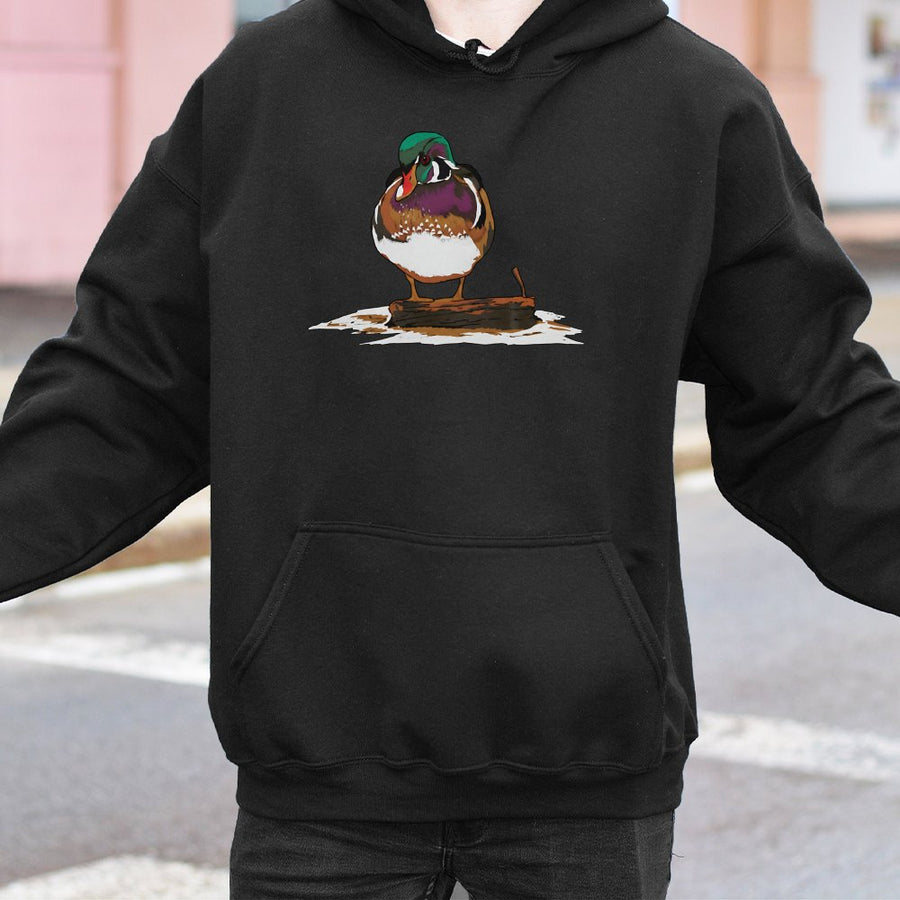 Wood Duck Hoodie | Colorful Waterfowl Nature Illustration | Premium Cotton-Blend Pullover | Gift for Duck Hunters and Bird Watchers