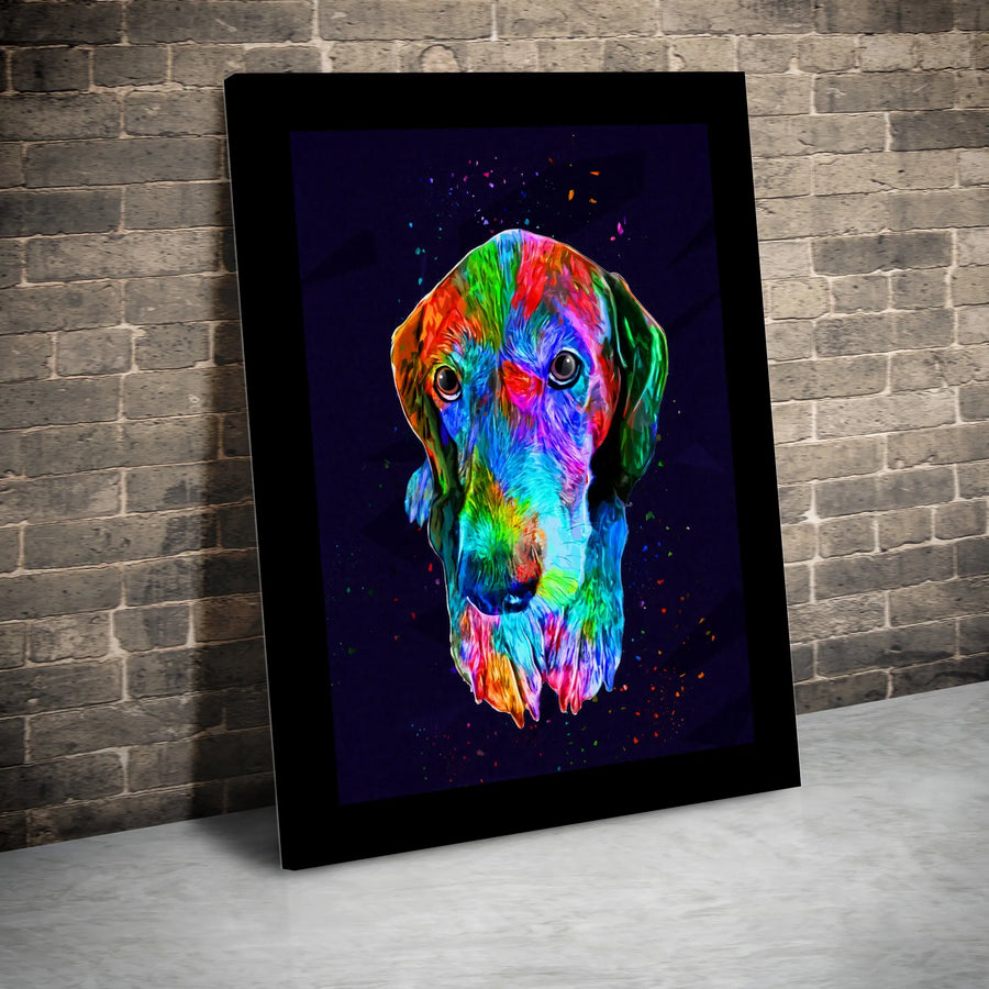 Dog Portrait Canvas Wall Art | Colorful Abstract Splash Paint Design | Gallery Quality 1.25-inch Profile | Unique Pet Lover Home Decor Gift