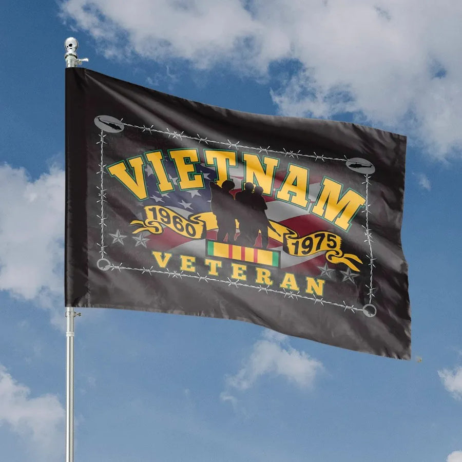 Vietnam Veteran House Flag | Patriotic Military Soldier Design | Premium Weather-Resistant Fabric | Memorial Gift for Vietnam Vets & Family