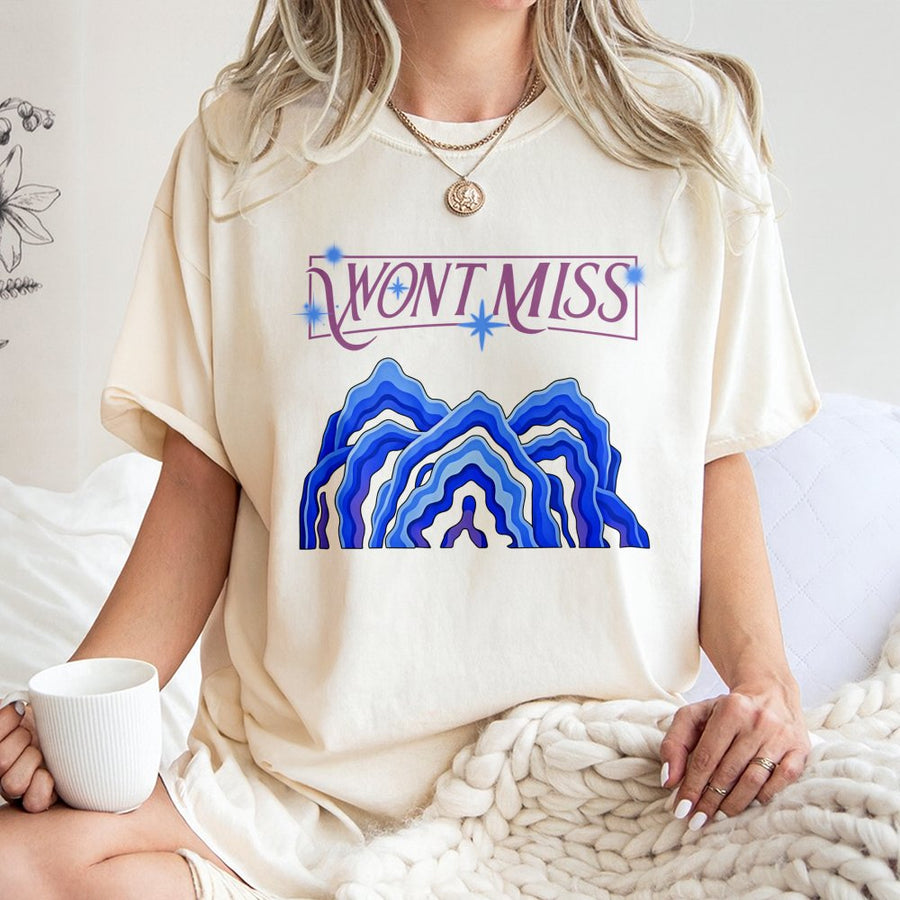 Won't Miss Graphic T-Shirt | Abstract Mountain Landscape Art | Premium 100% Cotton | Aesthetic Indie Gift For Music Fans