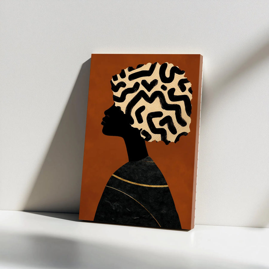Afrocentric Wall Art Canvas | Modern Black Woman Silhouette | Premium Thick Gallery Wrap | Collector's Living Room Decor Gift