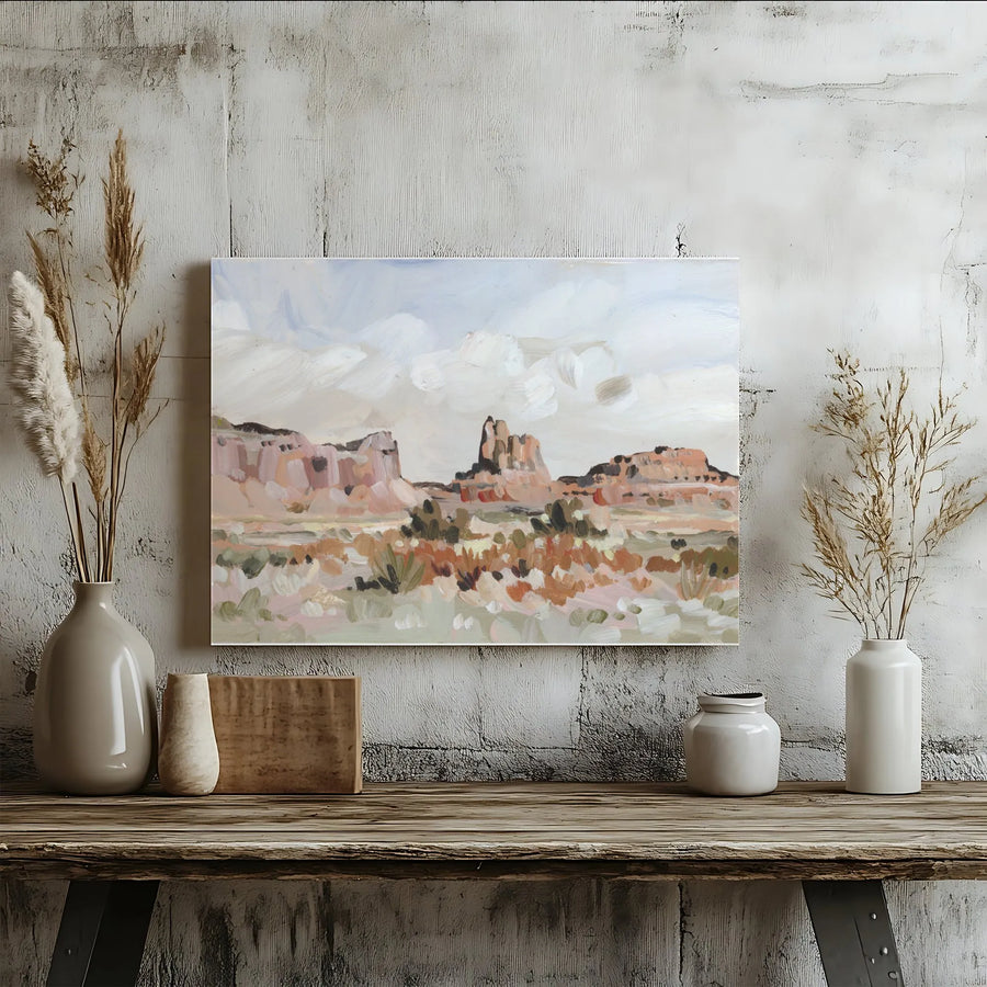 Monument Valley Canvas Print | Impressionist Desert Painting | Premium Thick Gallery Wrap | Boho Southwestern Home Decor Gift