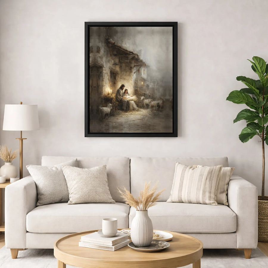 Nativity Scene Canvas Print | Holy Family Manger Wall Art | Premium Gallery-Wrapped Religious Decor | Christian Christmas Home Gift
