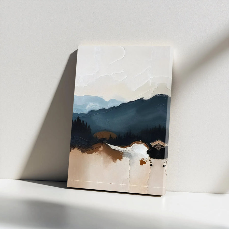 Abstract Mountain Canvas Wall Art | Minimalist Pine Forest Landscape | 1.25 Inch Gallery Wrap | Modern Home Decor Gift