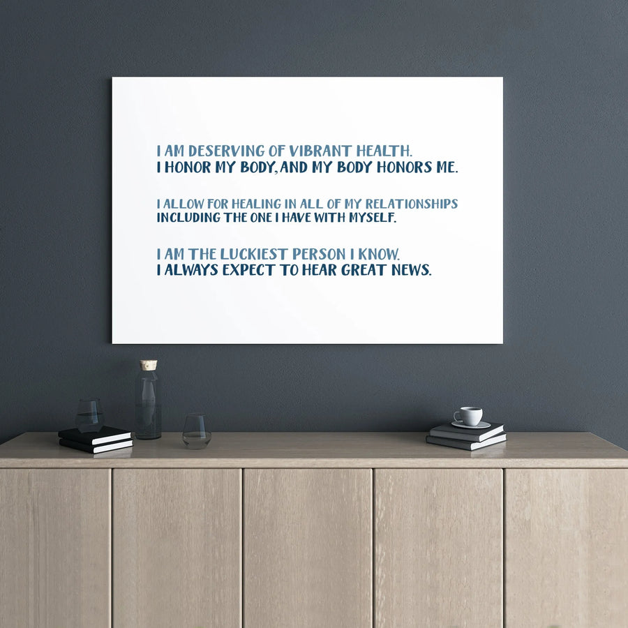 Daily Affirmation Canvas Wall Art | Positive Healing Quotes | Premium Gallery Wrap Print | Mindfulness Home Decor Gift for Her