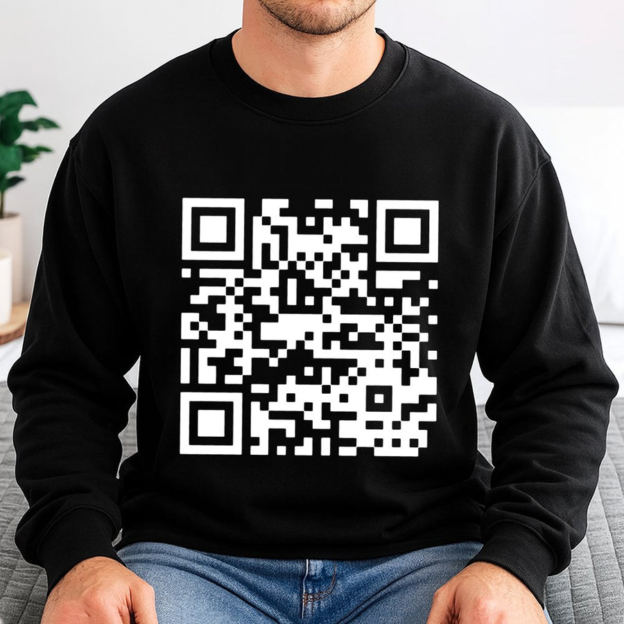 Funny QR Code Sweatshirt | Sarcastic Hidden Message Graphic | Cotton Blend Unisex Pullover | Unique Tech Humor Gift for Him and Her