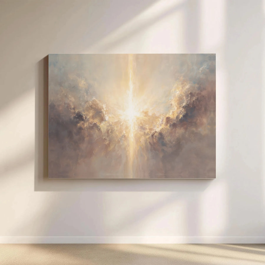 Abstract Celestial Canvas Wall Art | Ethereal Cloud Painting Print | Premium Gallery Wrapped Canvas | Spiritual Home Decor Gift for Living Room