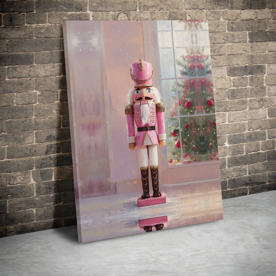 Pink Nutcracker Wall Art | Festive Christmas Tree Canvas Print | Premium Gallery-Wrapped Decor | Elegant Holiday Gift for Nutcracker Collectors