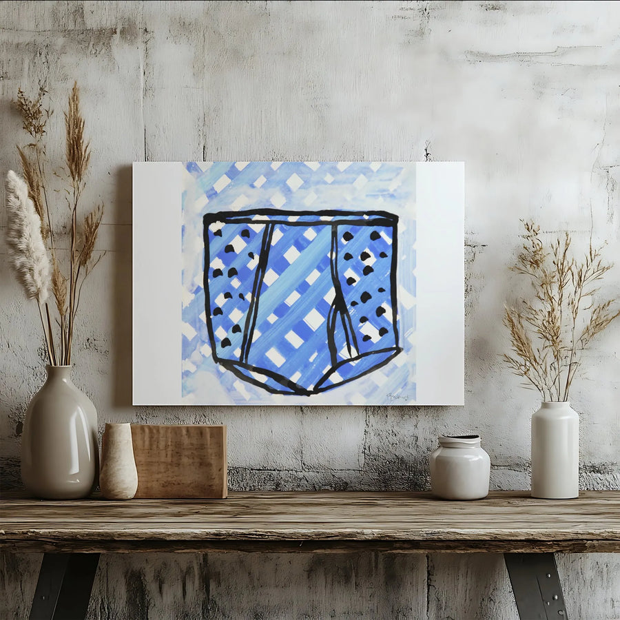 Boxer Shorts Canvas Print | Modern Pop Art Underwear Painting | Premium 1.25" Thick Canvas | Unique Bathroom Decor & Bachelor Pad Gift