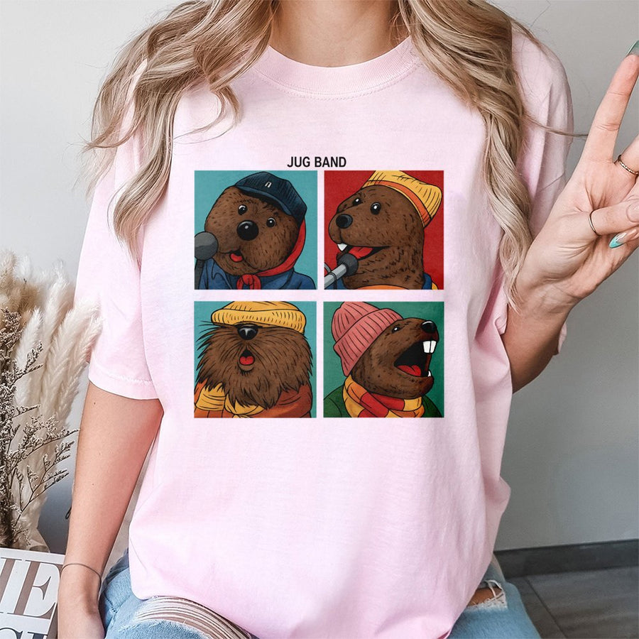 Jug Band Animal Quartet T-Shirt | Funny Retro Cartoon Musicians Graphic Tee | 100% Cotton Premium Quality | Gift For Music Lovers And Musicians
