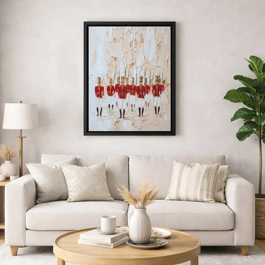 British Royal Guard Canvas Art | Textured Impasto London Soldier Painting | Premium Gallery-Wrapped Print | Elegant Home Office Decor Gift
