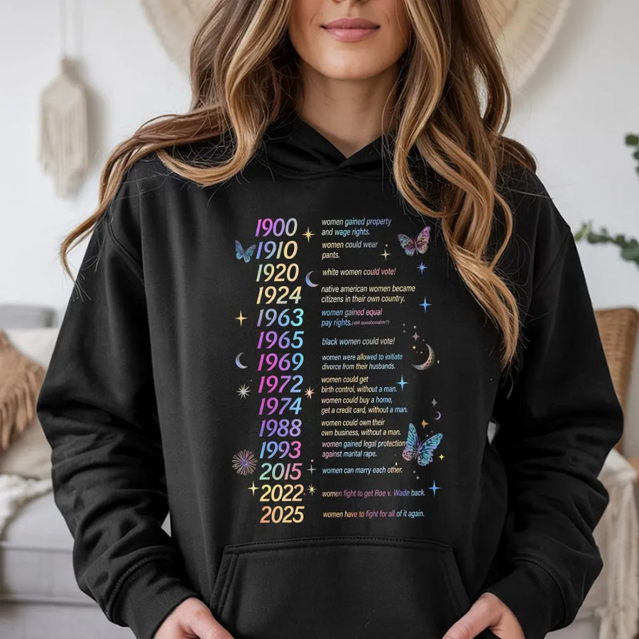 Women's Rights Timeline Hoodie | Historical Milestones Graphic | Premium Unisex Crewneck | Feminist Activist Gift
