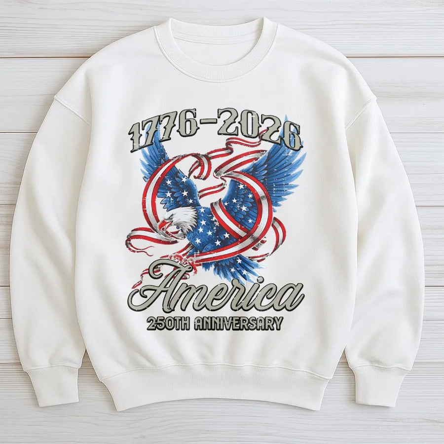 America 250th Anniversary Sweatshirt | Patriotic Eagle & Flag Design 1776-2026 | Soft Cotton Blend | Collector's Gift for Men & Women