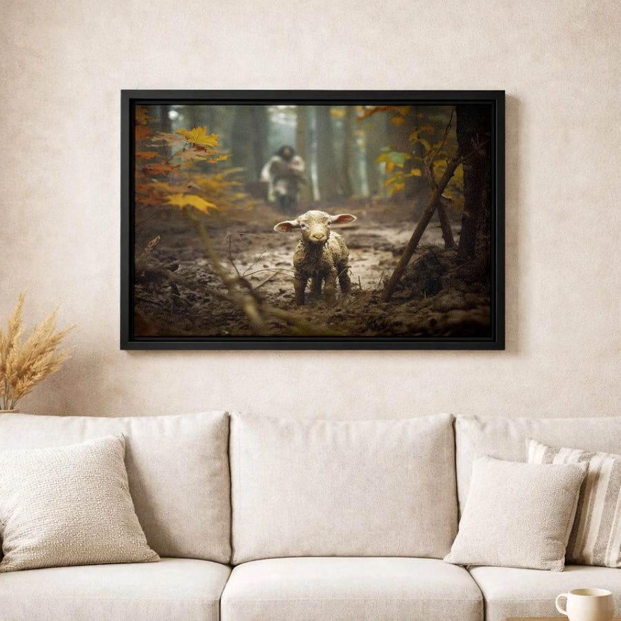 Good Shepherd Canvas Print | Jesus Rescuing Lost Lamb Art | 1.25" Gallery Wrap Wall Decor | Religious Home Decor Christian Gift